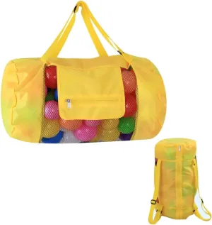 Portable Mesh Beach Backpack Tote Bag for Swim and Pool Yellow Shoulder Straps Sandproof Durable Mesh Construction for Beach Storage