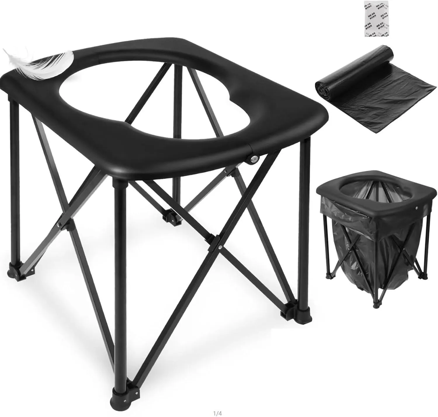 Portable Toilet for Adults, 15.6'' Camping Toilet Ultralight Portable Potty 2-Second Instant Setup, Camp Potty for Car, Camping, Hiking,Truck, RV and Outdoor Adventures