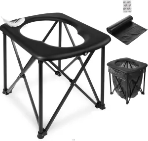 Portable Toilet for Adults, 15.6'' Camping Toilet Ultralight Portable Potty 2-Second Instant Setup, Camp Potty for Car, Camping, Hiking,Truck, RV and Outdoor Adventures