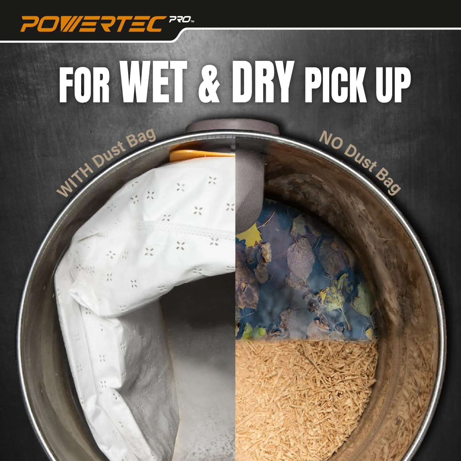 POWERTEC PRO VF3501 Size C Wet Pickup Shop Vac Bags for Ridgid 10 Pack, 3-4.5 Gal. Wet or Dry Dust and Debris Collection Dust Bags for Ridgid 4000RV, WD40700 Wet Dry Vacuums (75087-P2)
