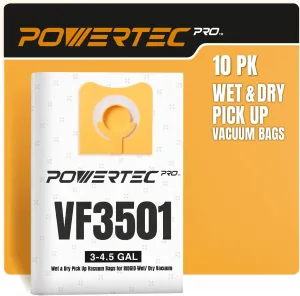 POWERTEC PRO VF3501 Size C Wet Pickup Shop Vac Bags for Ridgid 10 Pack, 3-4.5 Gal. Wet or Dry Dust and Debris Collection Dust Bags for Ridgid 4000RV, WD40700 Wet Dry Vacuums (75087-P2)