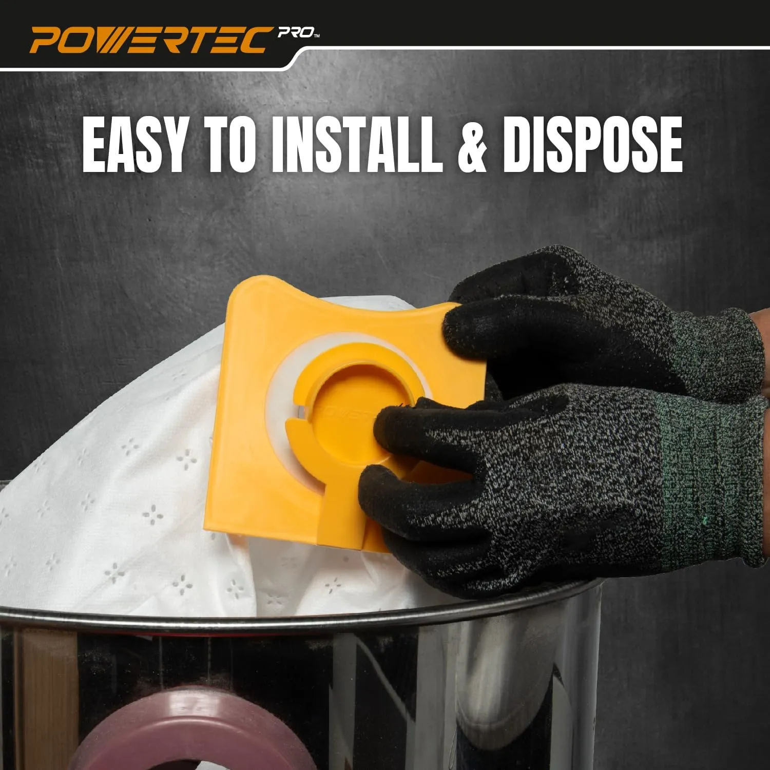 POWERTEC PRO VF3503 Size B Wet Pickup Shop Vac Bags for Ridgid 2 Pack, 6-9 Gal. Wet or Dry Dust and Debris Collection Dust Bags for Ridgid HD9000, 1000RV Wet Dry Vac (75086)