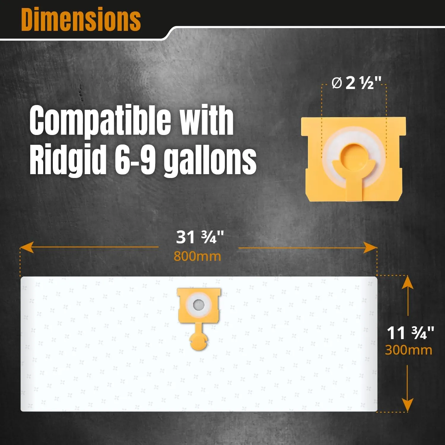 POWERTEC PRO VF3503 Size B Wet Pickup Shop Vac Bags for Ridgid 2 Pack, 6-9 Gal. Wet or Dry Dust and Debris Collection Dust Bags for Ridgid HD9000, 1000RV Wet Dry Vac (75086)
