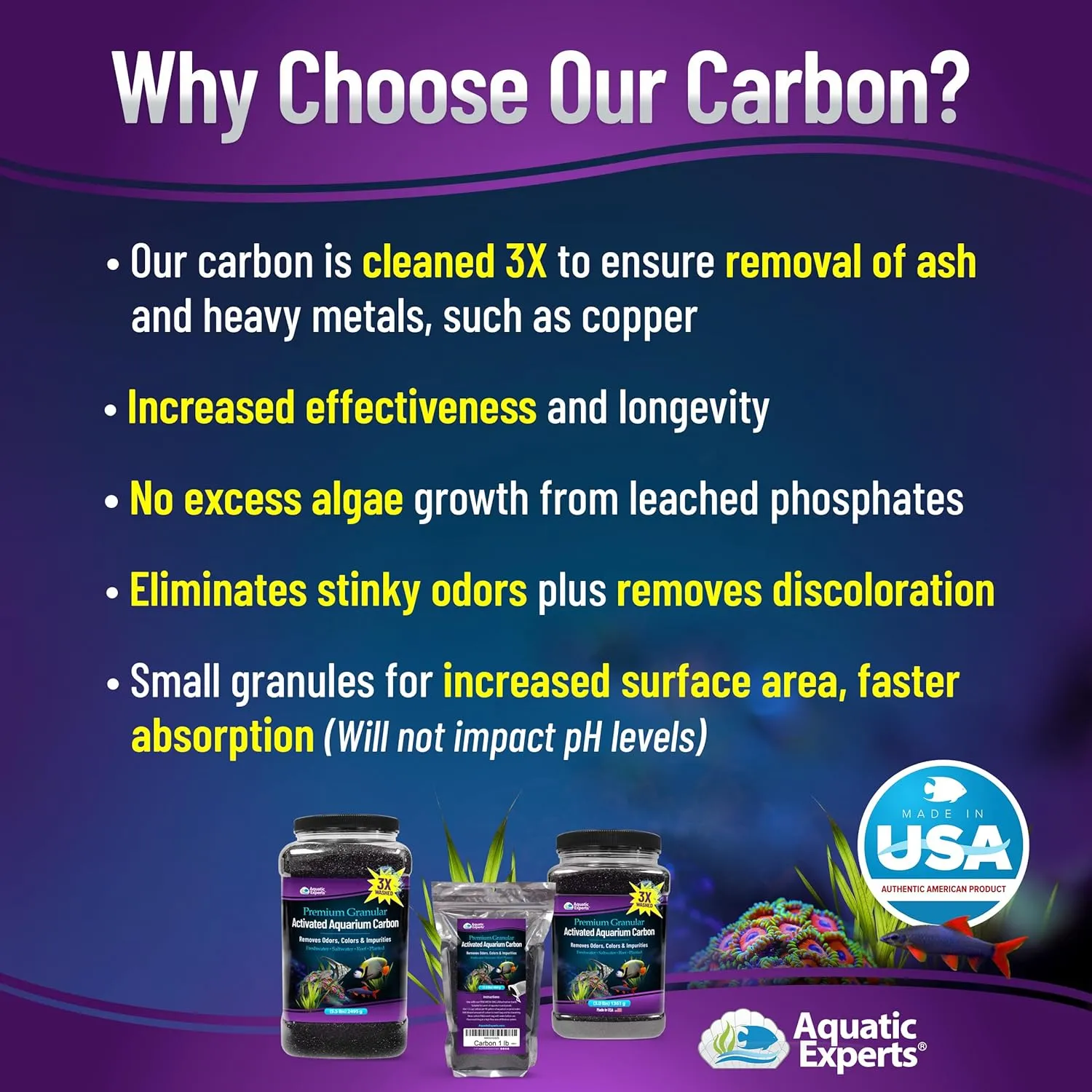 Premium Activated Carbon, Aquarium Carbon for Fish Tank Filter, Aquarium Filter Media, Granulated Charcoal for Fish Tanks, Activated Charcoal Bulk (5.5 lbs with Fine Mesh Bag)