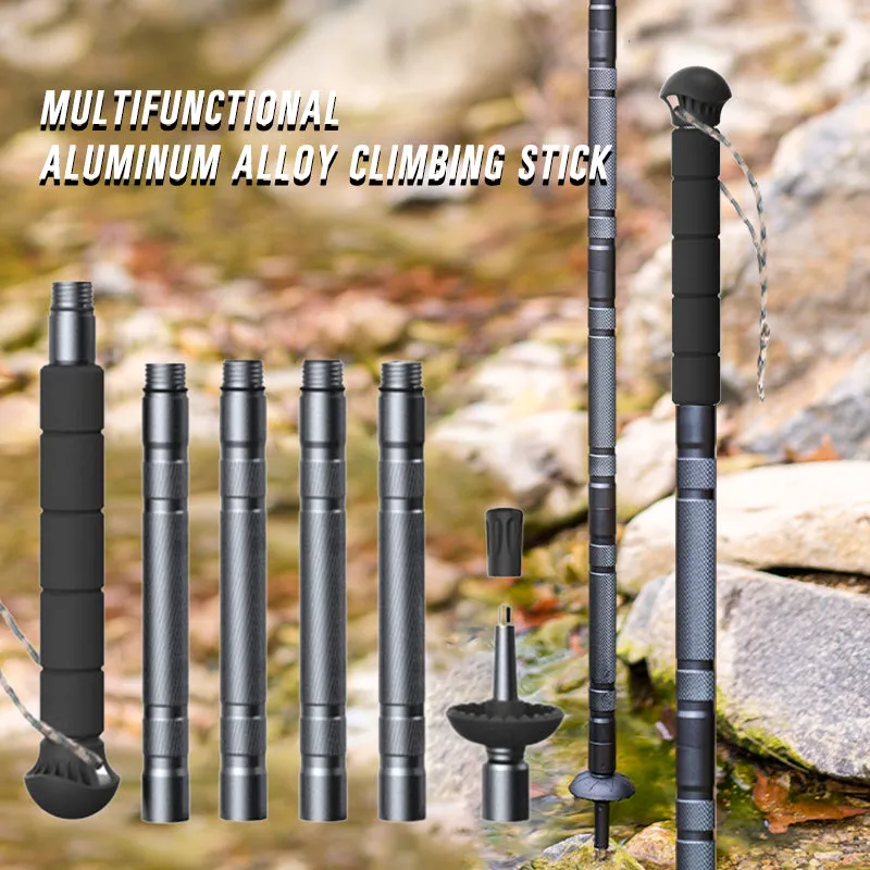 Premium Adjustable Trekking Pole – Multifunctional Ultralight Aluminum Hiking Stick, Folding Alpenstock, Outdoor Camping Survival Tool, Adjustable Length, Durable Aircraft Alloy