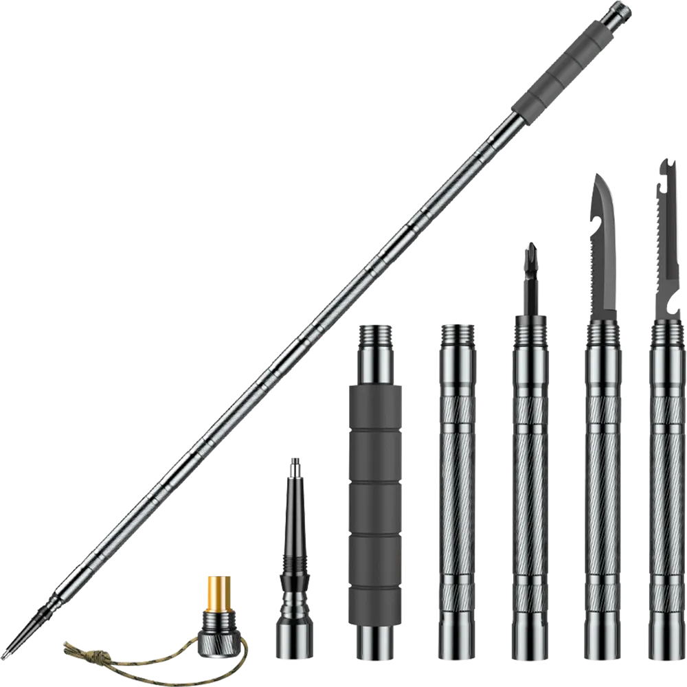 Premium Adjustable Trekking Pole – Multifunctional Ultralight Aluminum Hiking Stick, Folding Alpenstock, Outdoor Camping Survival Tool, Adjustable Length, Durable Aircraft Alloy