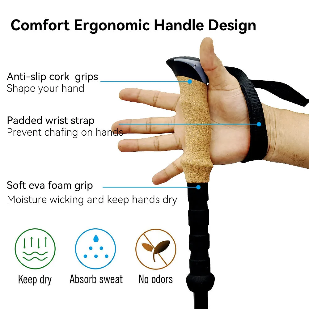 Premium Adjustable Trekking Pole – Multifunctional Ultralight Aluminum Hiking Stick, Folding Alpenstock, Outdoor Camping Survival Tool, Adjustable Length, Durable Aircraft Alloy