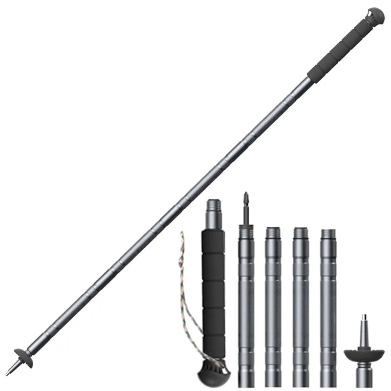 Premium Adjustable Trekking Pole – Multifunctional Ultralight Aluminum Hiking Stick, Folding Alpenstock, Outdoor Camping Survival Tool, Adjustable Length, Durable Aircraft Alloy