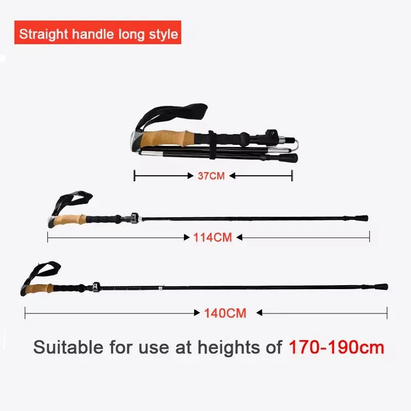 Premium Adjustable Trekking Pole – Multifunctional Ultralight Aluminum Hiking Stick, Folding Alpenstock, Outdoor Camping Survival Tool, Adjustable Length, Durable Aircraft Alloy