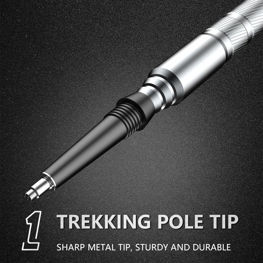 Premium Adjustable Trekking Pole – Multifunctional Ultralight Aluminum Hiking Stick, Folding Alpenstock, Outdoor Camping Survival Tool, Adjustable Length, Durable Aircraft Alloy