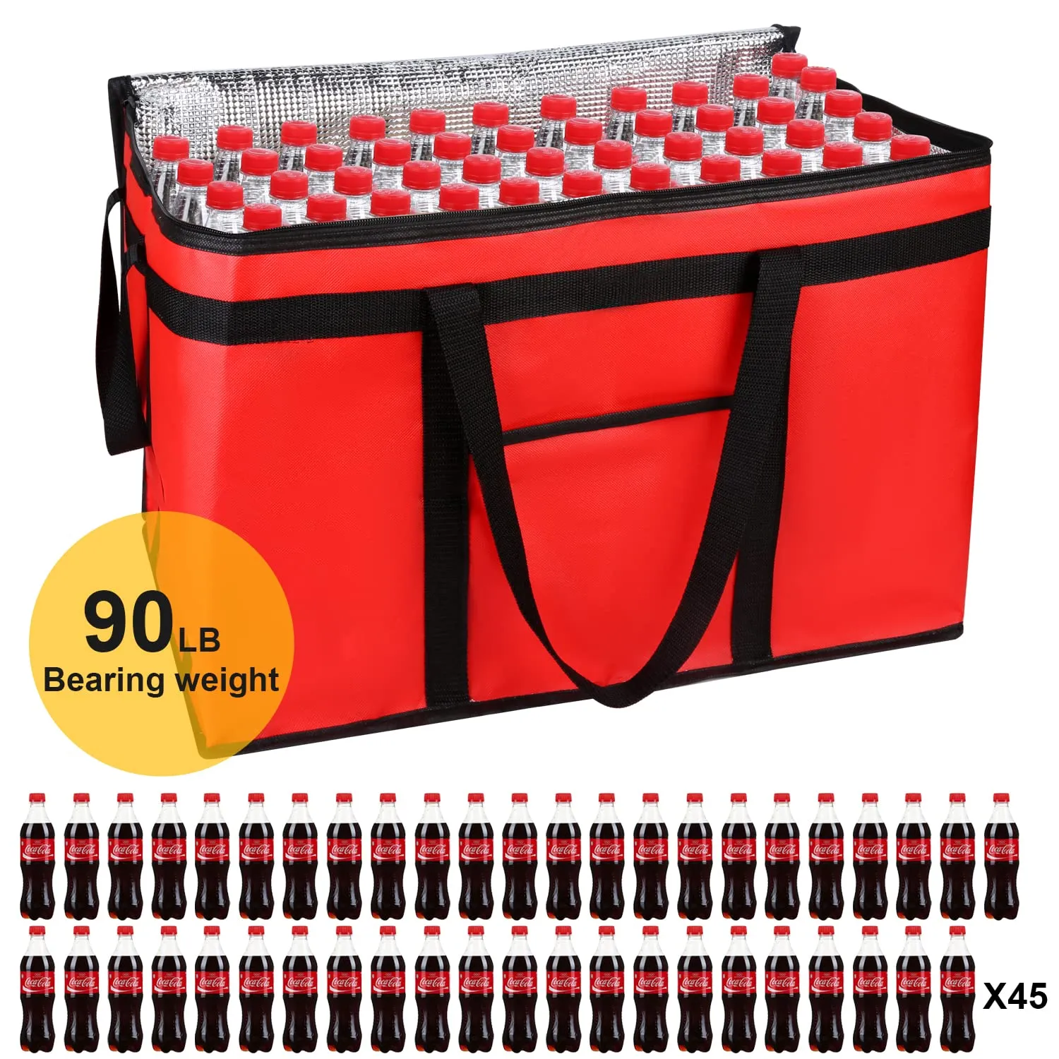 Premium Insulated Food Delivery Bag 23x14x15 inches Waterproof Catering Supply Bag for Hot Food Delivery - Premium Food Warmer for Uber Eats and Doordash Food Delivery heavy duty catering 22x14x13