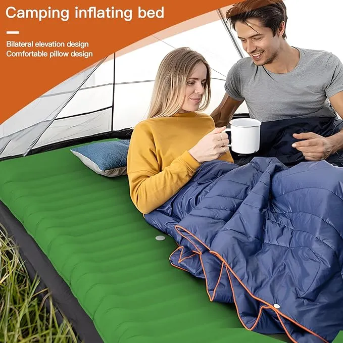 Premium TPU Inflatable Sleeping Pad for Camping - Self-Inflating, Waterproof & Durable with Pillow and Pump - Perfect for Floor or Backpacking, Compact Design for Adults (Green)
