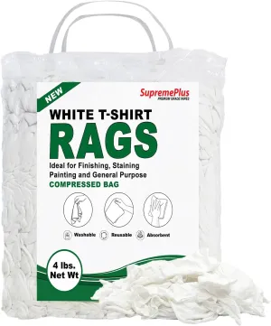 Premium White T-Shirt Cleaning Rags – White Cotton Rags for Cleaning, Staining, Painting, Oil, Grease & Dust Removal – Shop Rags Bulk for Multipurpose use (4 Pounds Bag)
