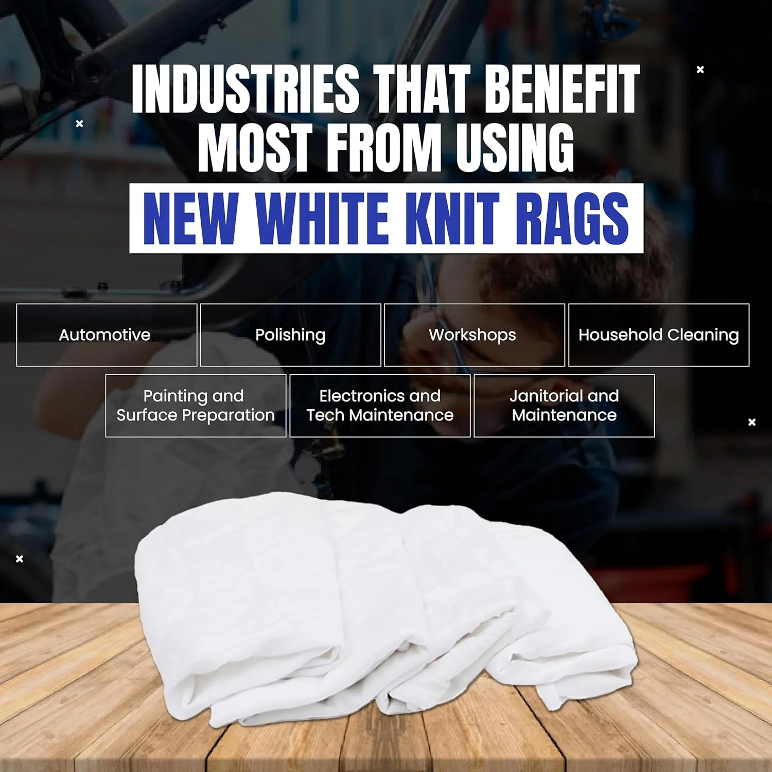 Premium White T-Shirt Cleaning Rags – White Cotton Rags for Cleaning, Staining, Painting, Oil, Grease & Dust Removal – Shop Rags Bulk for Multipurpose use (4 Pounds Bag)