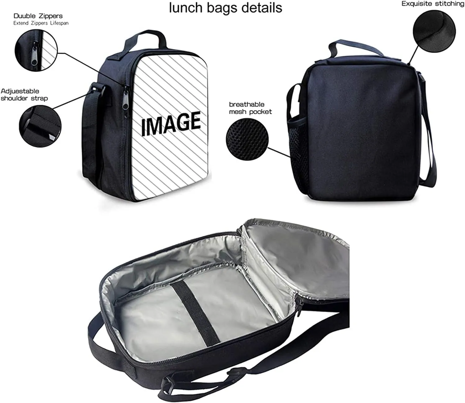 Preschool Elementary School Backpack Bookbags with Insulated Lunch Bag Handbag Pencil Case 3 Pack Set Bookbag Lunch Bag Cartoon Rabbit School Bookbag Satchel