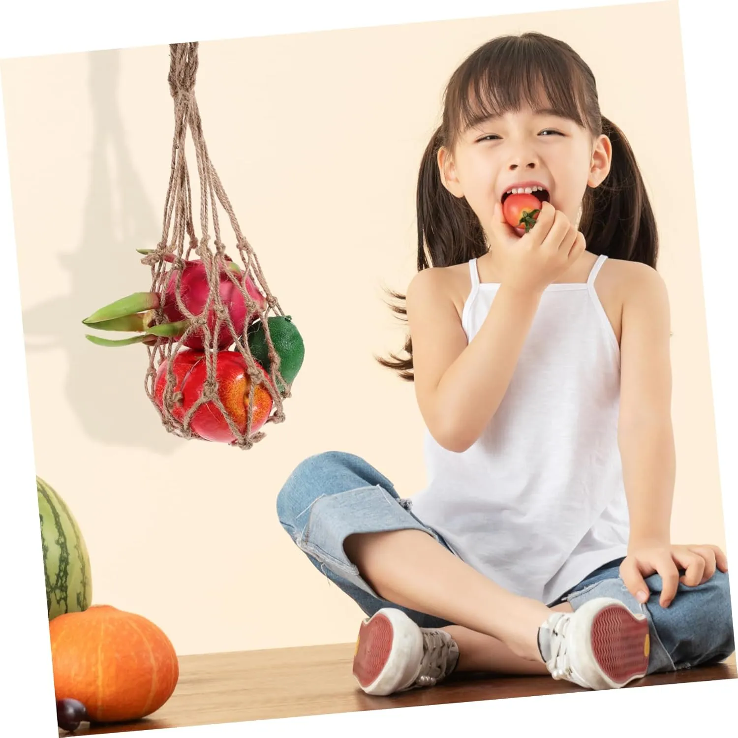 PRETYZOOM 3pcs Rope Woven Mesh Bag Mesh Grocery Bag Vegetable Storage Bags Vegetable Bags Grocery Reusable Woven