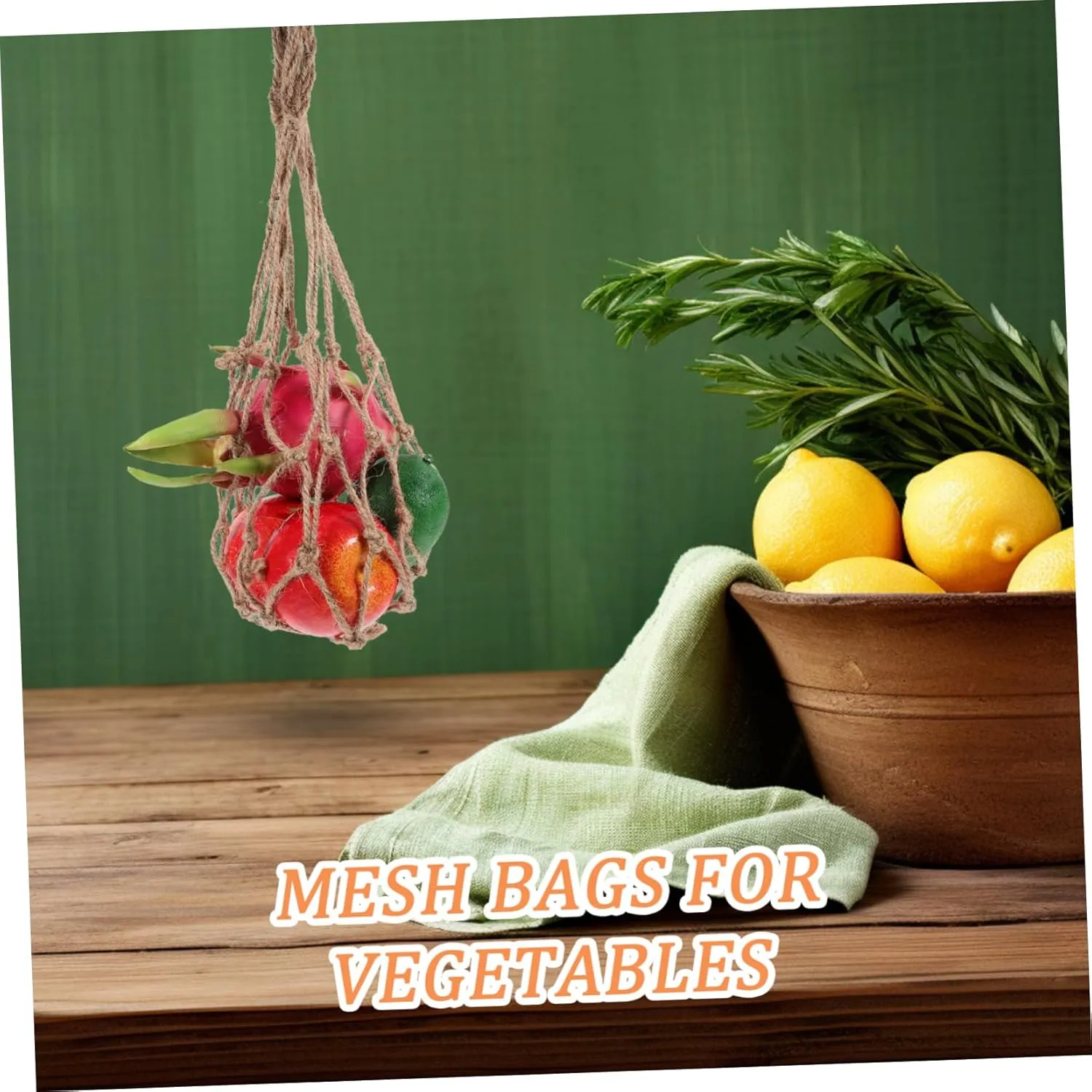 PRETYZOOM 3pcs Rope Woven Mesh Bag Mesh Grocery Bag Vegetable Storage Bags Vegetable Bags Grocery Reusable Woven