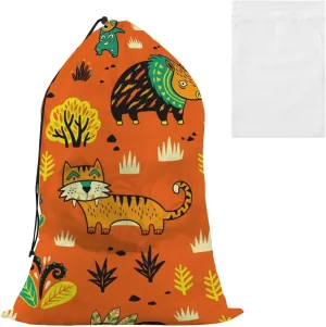 Primitive Hunting Animals Large Mesh Laundry Bag 24x35 inch Travel Drawstring Dirty Clothes Bag Laundry Hamper Liner