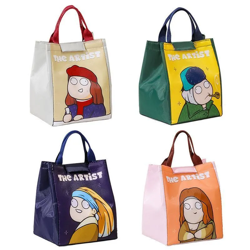 Printing Thermal Insulated Portable Lunch Bag Large Capacity Picnic Box Kids
