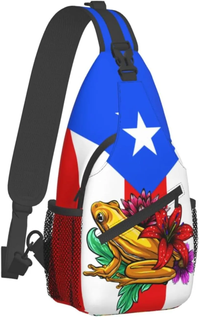 Puerto Rico Flag Sling Bag,Multipurpose Crossbody Backpack Shoulder Chest Bag for Women Men Travel Hiking Daypack