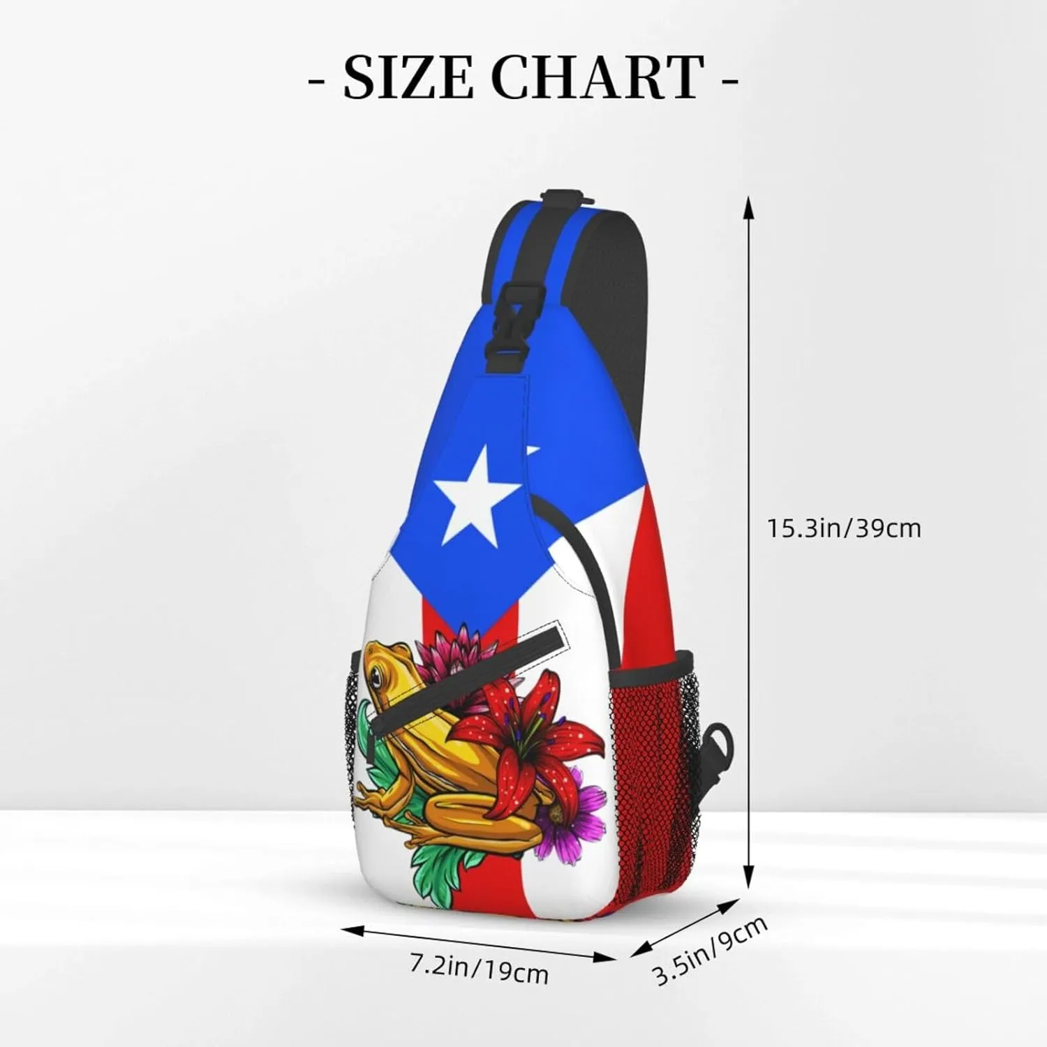 Puerto Rico Flag Sling Bag,Multipurpose Crossbody Backpack Shoulder Chest Bag for Women Men Travel Hiking Daypack