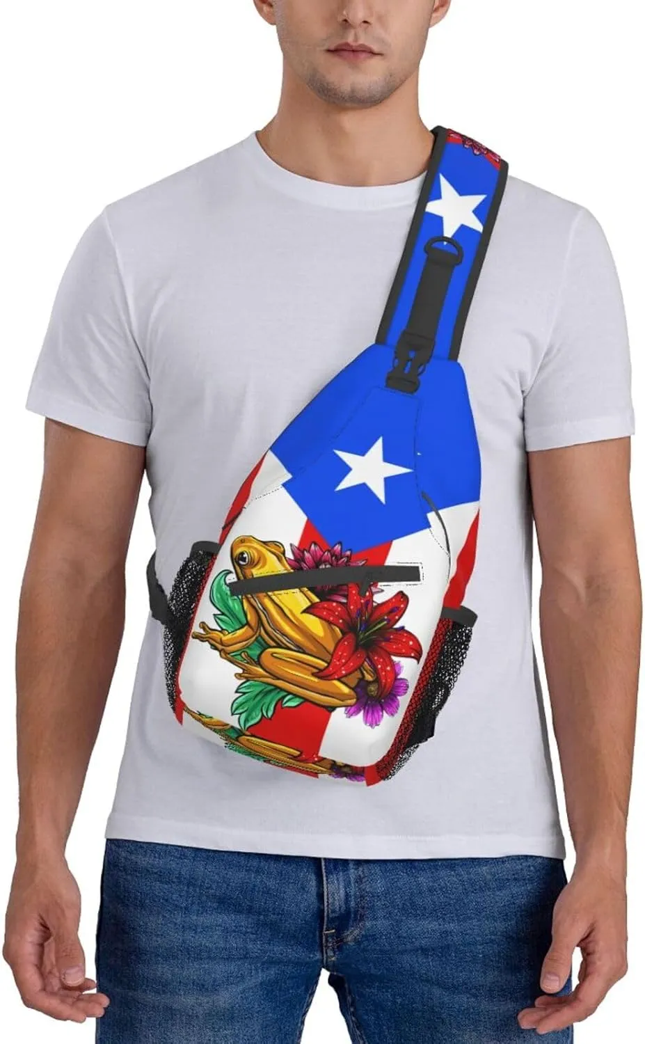Puerto Rico Flag Sling Bag,Multipurpose Crossbody Backpack Shoulder Chest Bag for Women Men Travel Hiking Daypack