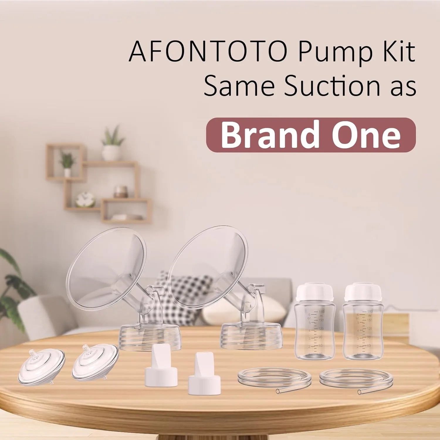 Pump Parts Compatible with Spectra S1/S2/9Plus Breastpump, Full Set Replacement Parts for Spectra Include 19mm Flange,Duckbill Valve,Backflow Protector,Tube,Bottle, Not Original Spectra S2 Accessories