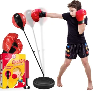 Punching Bag Set for Kids with Boxing Gloves & Hand Pump - 3-8 Years Old Adjustable Kids Punching Bag with Stand - Top Gifting Idea for for Girls & Boys- Portable & Long-Lasting