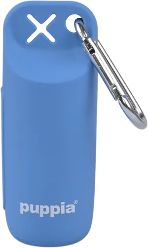 Puppia Puppy Poop Bag Holder Silicone Waste Bag Dispenser Leash Attachment Blue