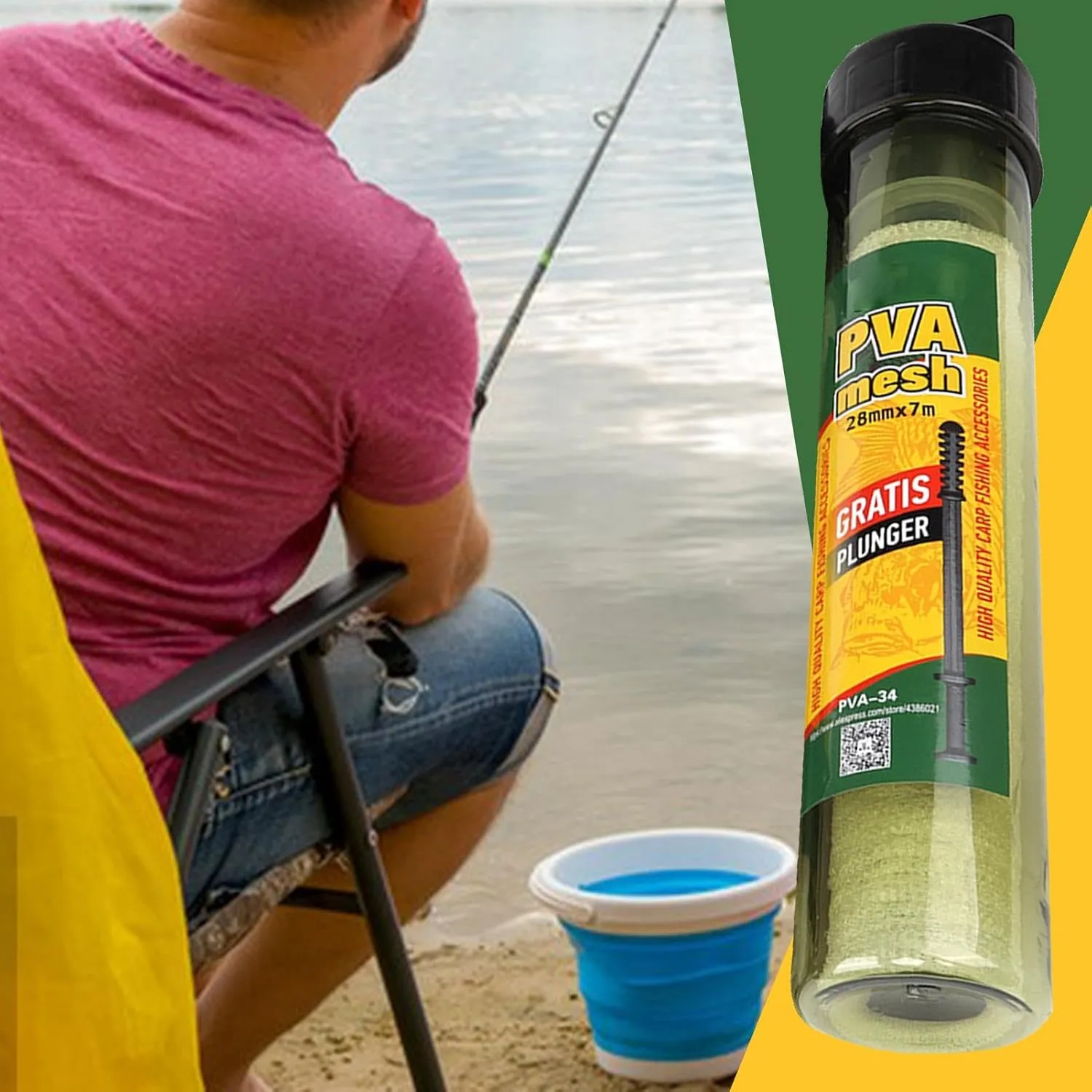PVA Carp Fishing Meshs - 7 Meter Bait Bags for Fishing,Tackle Throwing Tool Fishing Bag Water Dissolving Bag for Solid Bait, Carp Bait
