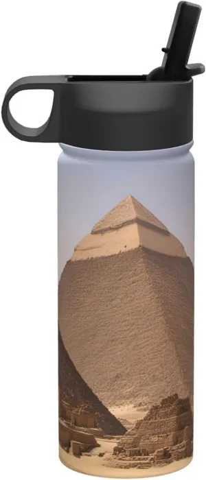 Pyramids of Egypt Print Flask Stainless Steel Water Bottle with Straw 18OZ FOR Outdoor Gym Commute