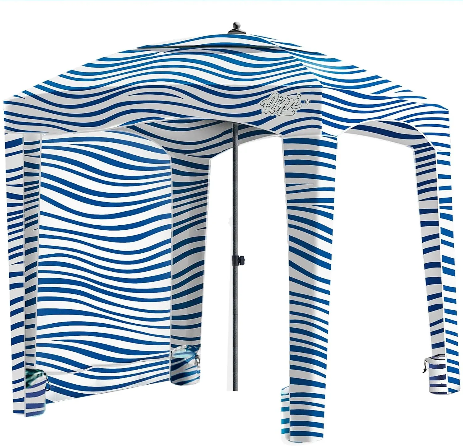 Qipi Beach Cabana - Easy to Set Up Canopy, Waterproof, Portable 6' x 6' Beach Shelter, Included Side Wall, Shade with UPF 50  UV Protection, Ultimate Sun Umbrella - for Kids, Family & Friends