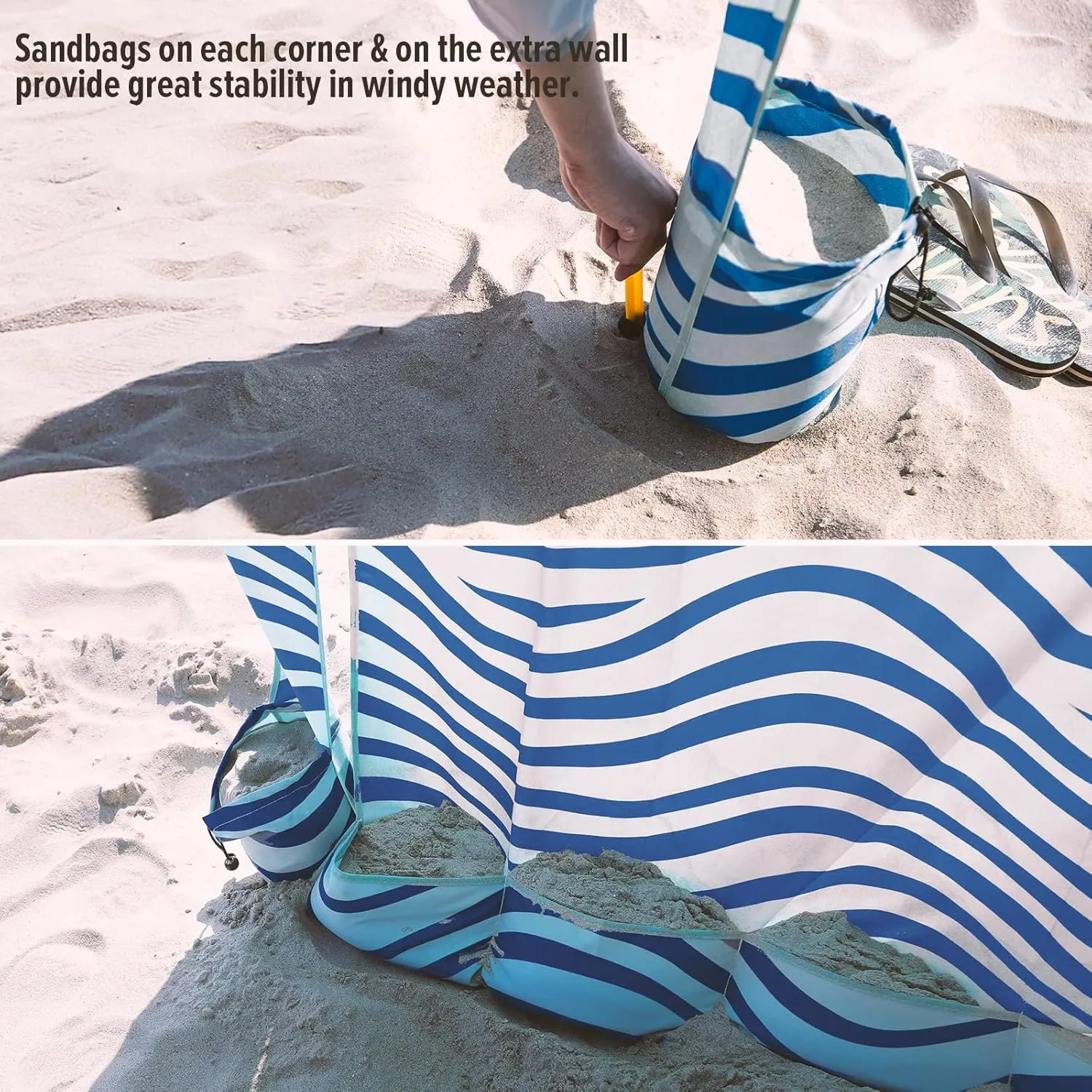 Qipi Beach Cabana - Easy to Set Up Canopy, Waterproof, Portable 6' x 6' Beach Shelter, Included Side Wall, Shade with UPF 50  UV Protection, Ultimate Sun Umbrella - for Kids, Family & Friends