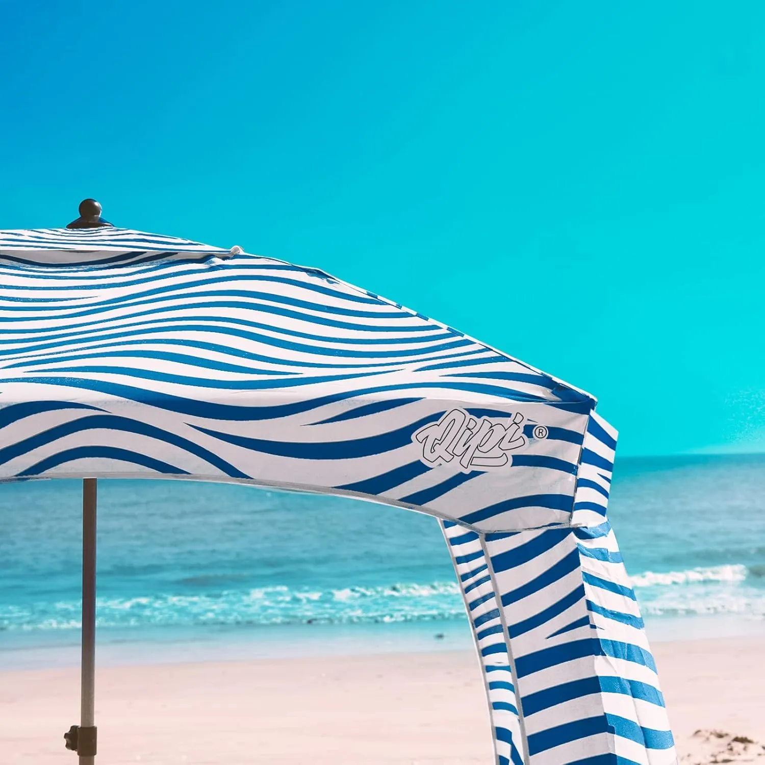 Qipi Beach Cabana - Easy to Set Up Canopy, Waterproof, Portable 6' x 6' Beach Shelter, Included Side Wall, Shade with UPF 50  UV Protection, Ultimate Sun Umbrella - for Kids, Family & Friends
