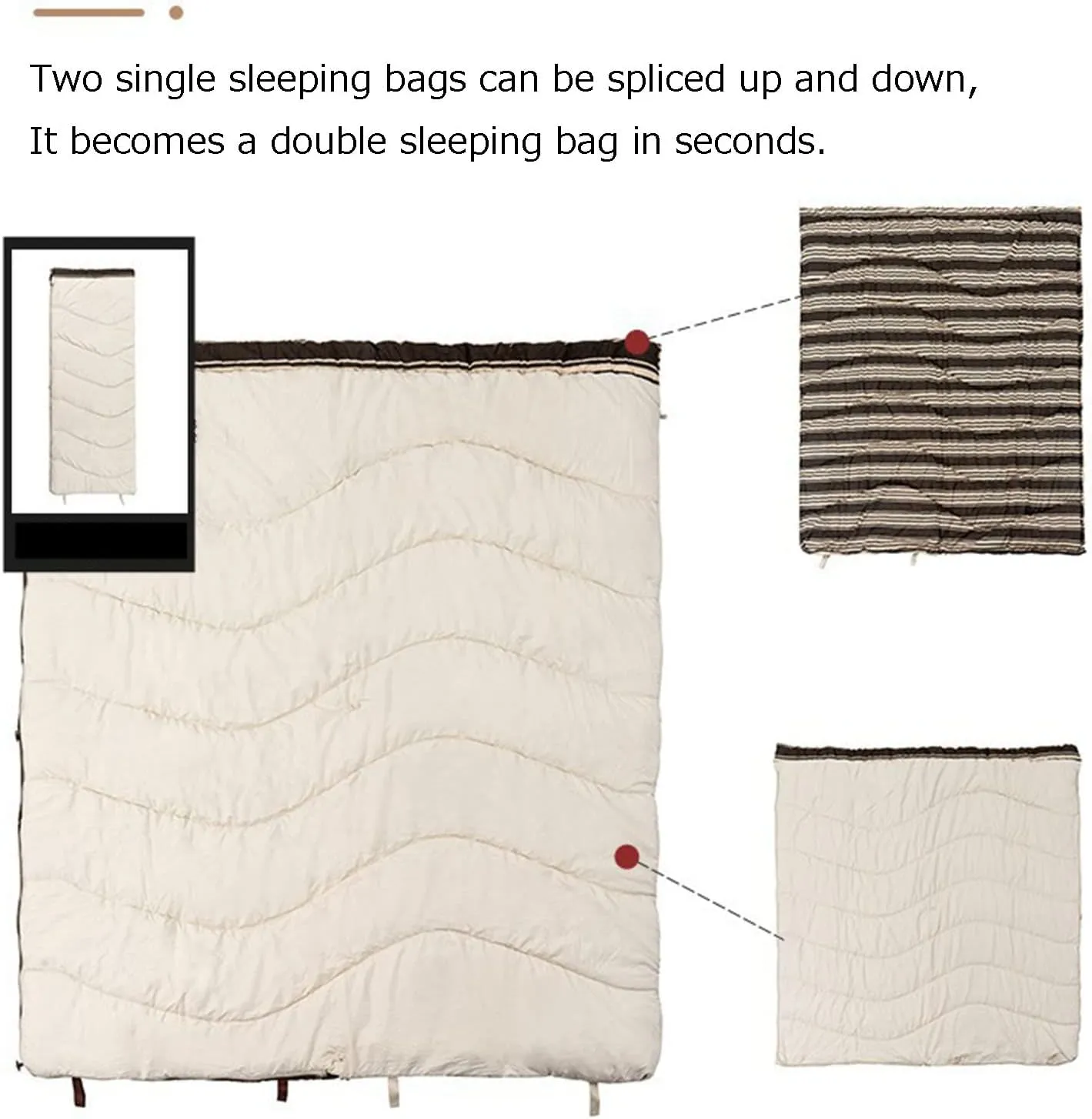 Queen Size Double Sleeping Bag with 2 Pillows, for 2 People, Cold Warm Weather- 3 Seasons, Waterproof Adults Sleeping Bag for Camping, Backpacking or Hiking with Compression Sack