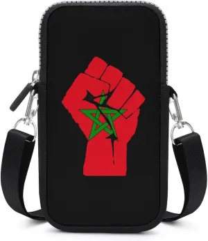 Raised Fist Morocco Flag Phone Bag Waterproof Phone Crossbody Bag Purse Mini Smartphone Wallet Bag