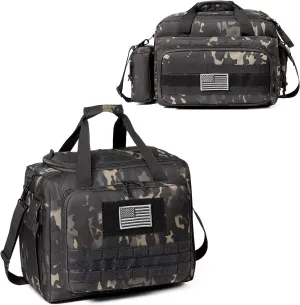 Range Bag Large for 4  Pistol (Black Camo)   Range Bag Medium for 2~4 Pistol (Black Camo), Lockable Zipper, Durable Material, Compact Design