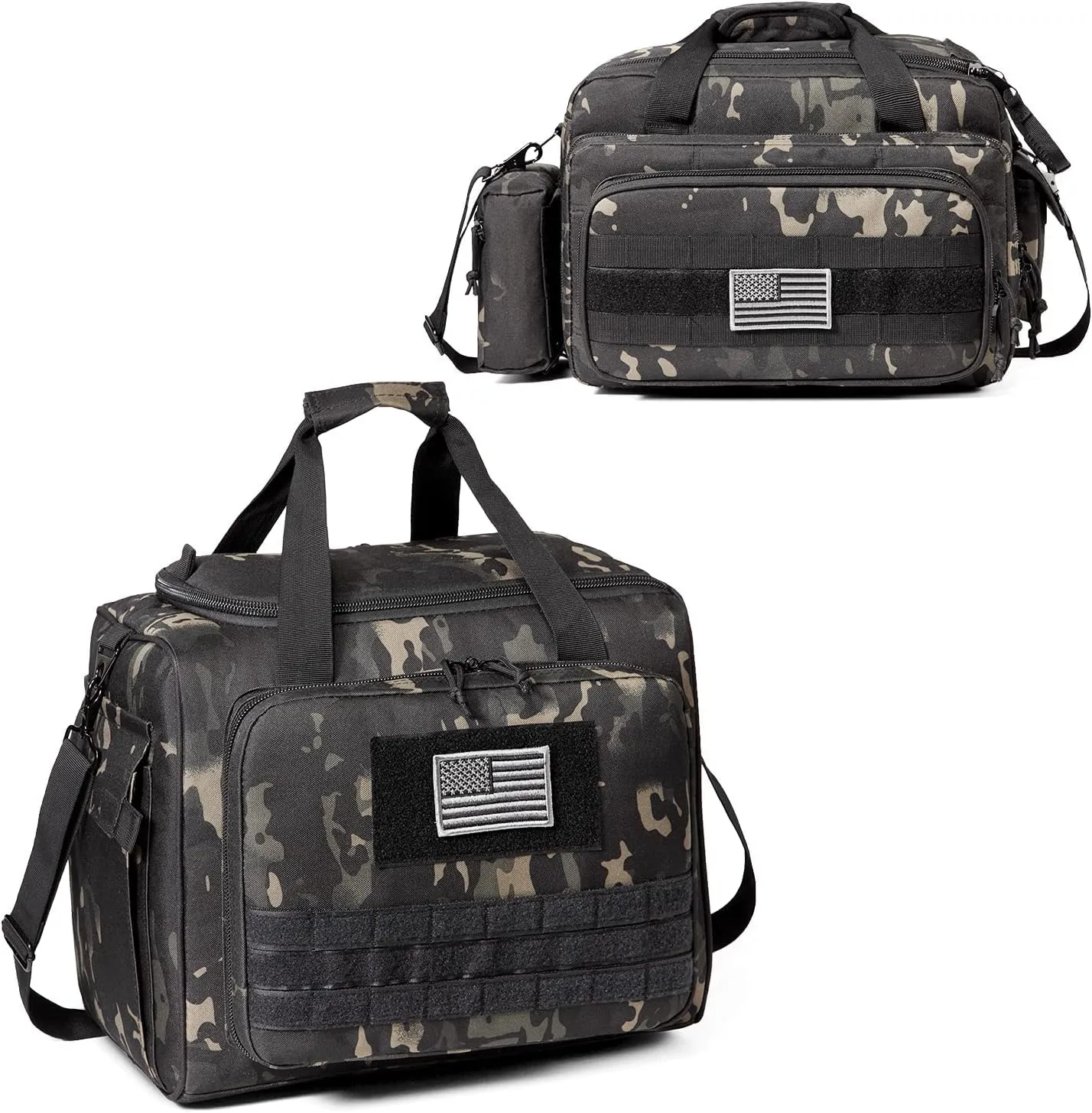 Range Bag Large for 4  Pistol (Black Camo)   Range Bag Medium for 2~4 Pistol (Black Camo), Lockable Zipper, Durable Material, Compact Design
