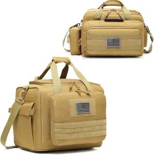 Range Bag Large for 4  Pistol (Tan)   Range Bag Medium for 2~4 Pistol (Tan), Lockable Zipper, Durable Material, Compact Design