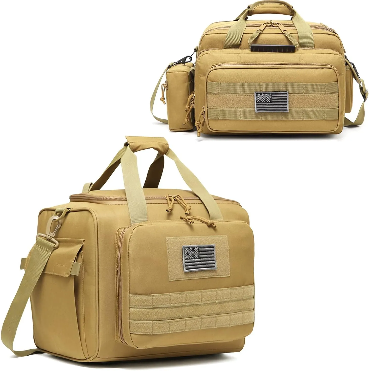 Range Bag Large for 4  Pistol (Tan)   Range Bag Medium for 2~4 Pistol (Tan), Lockable Zipper, Durable Material, Compact Design