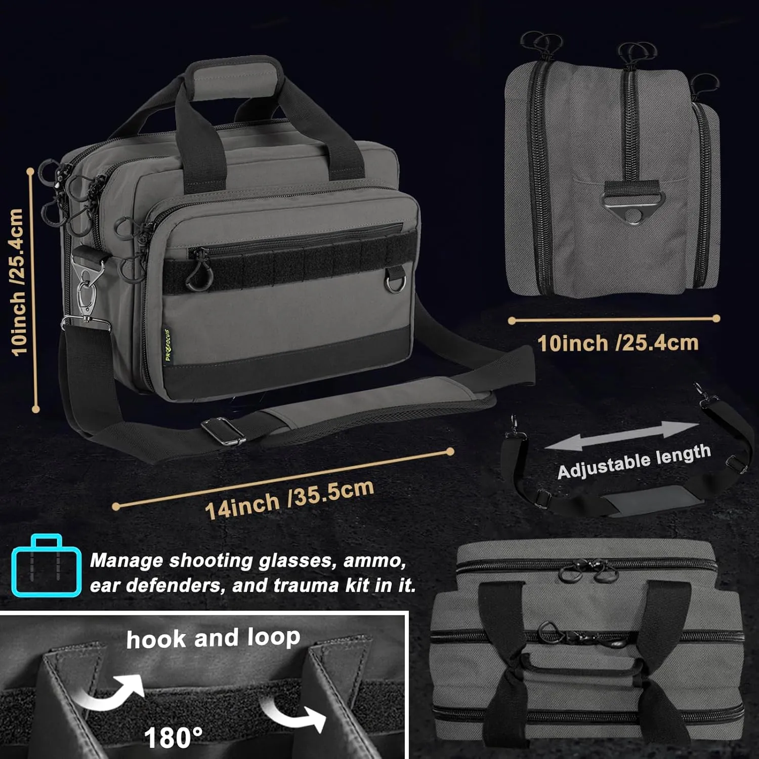 Range Bag Pistol Handgun Bag Gun Carrying Case for Handguns and Ammo with Lockable Zippers