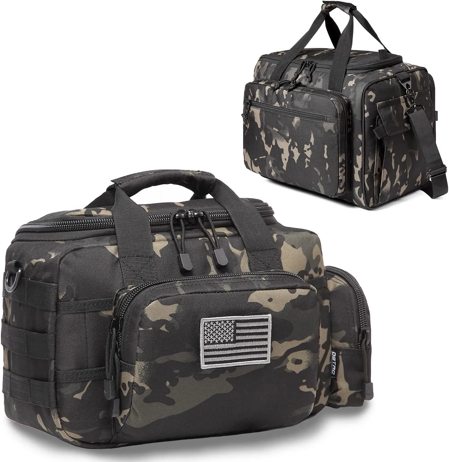 Range Bag Small for 2X Pistol (Black Camo)   Range Bag Large for 4  Pistol (Black Camo), Lockable Zipper, Durable material, Compact Design