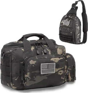 Range Bag Small for 2X Pistol (Black Camo)   Tactical Concealed Carry Sling Bag (Black Camo), Lockable Zipper, Durable Material, Compact Design