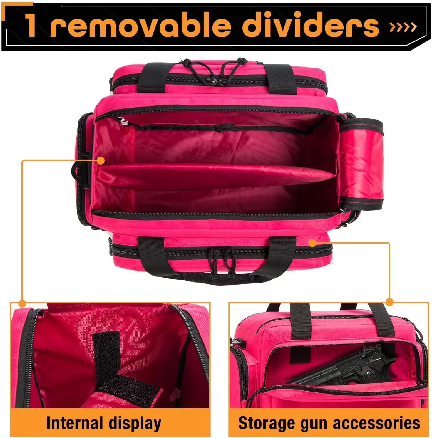 Range Bag - Tactical Gun Bag for Handguns, Pistols and Ammo. Padded Shooting Duffle Bag for Hunting, Sport
