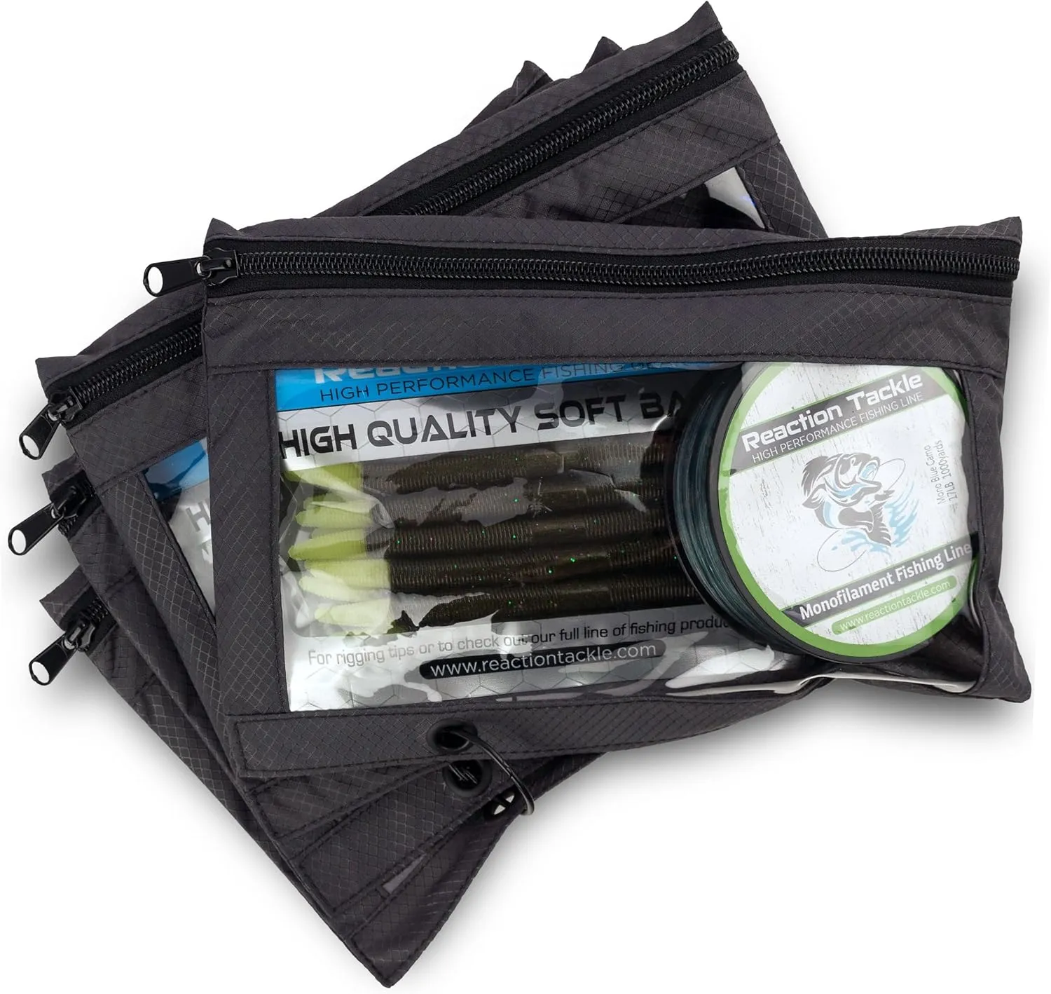 Reaction Tackle Deluxe Bait Binder – Water-Resistant Soft Plastic Bait Storage Bag, Saltwater & Freshwater Fishing Tackle Organizer, Lure Bag for Bass, Kayak, and Boat Fishing