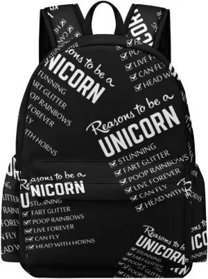 Reasons to Be Unicorn Backpack for Mens Womens Shoulder Backpacks Travel Bag Laptop 16.5x11.8x5.9in
