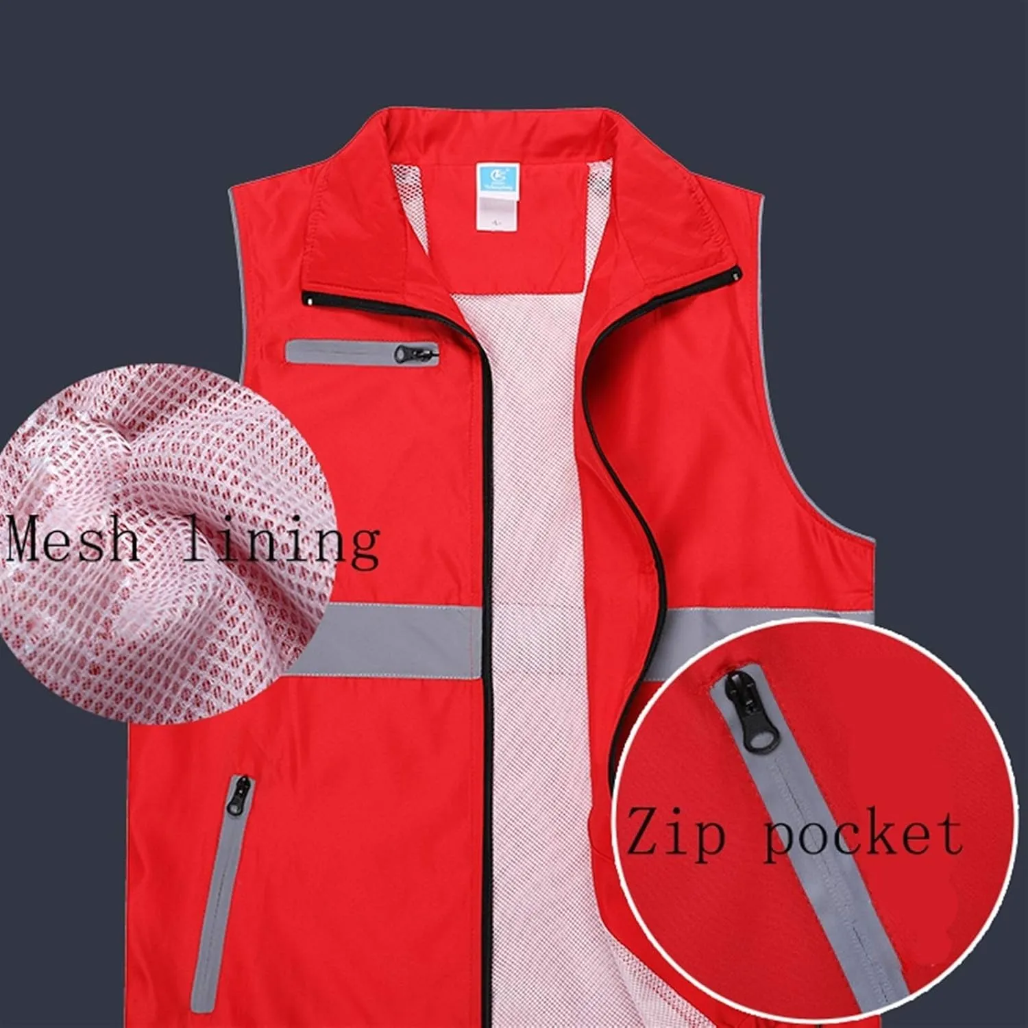 reflective clothing Reflective vest worker breathable vest riding protective safety clothing sanitation traffic construction clothes jacket reflecting suit(XL size)