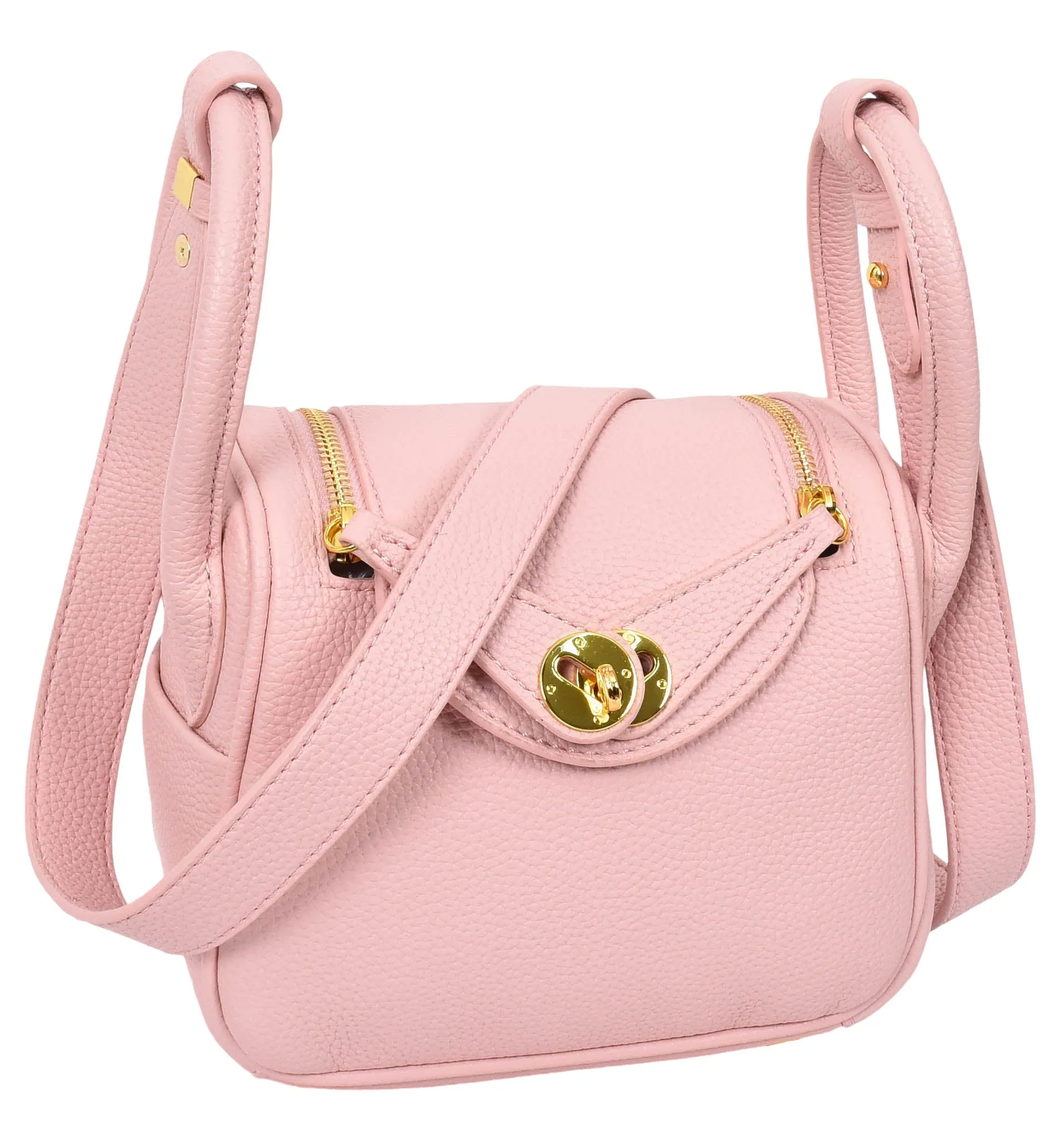 Regina Women's Faux Leather Mini Shoulder Strap Bag Pink