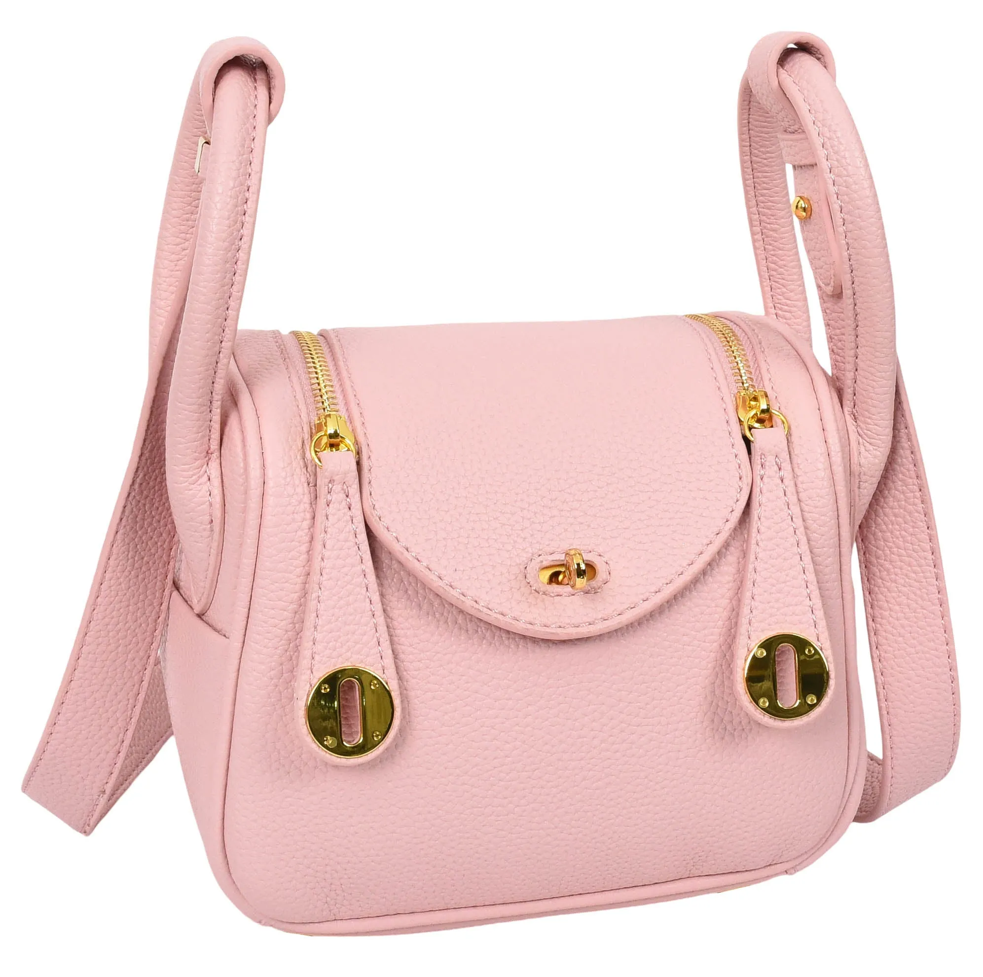 Regina Women's Faux Leather Mini Shoulder Strap Bag Pink