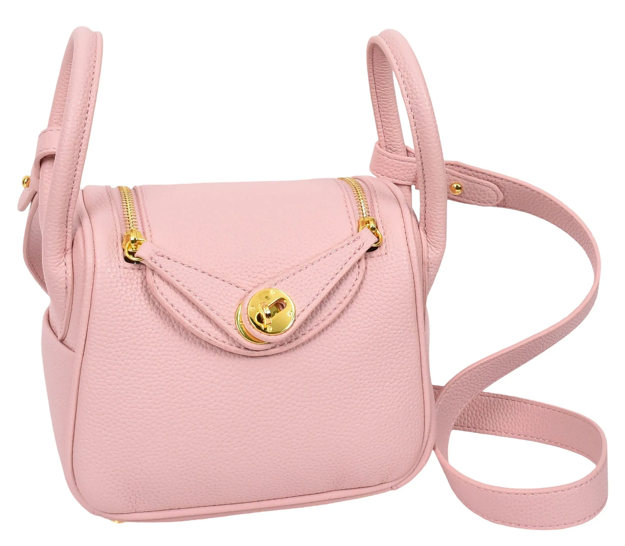 Regina Women's Faux Leather Mini Shoulder Strap Bag Pink